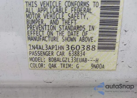 2017 Nissan Altima 2.5 S from USA, damaged, VIN 1N4AL3AP1HN360388